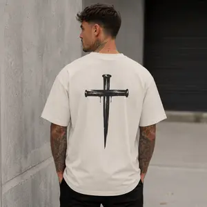 Front And Back Cross Print Heavyweight Christian T-Shirt | Premium 100% Cotton Graphic Tee with Large Back Print | Unisex Relaxed Fit 6.5 oz, Shirts for the children of God