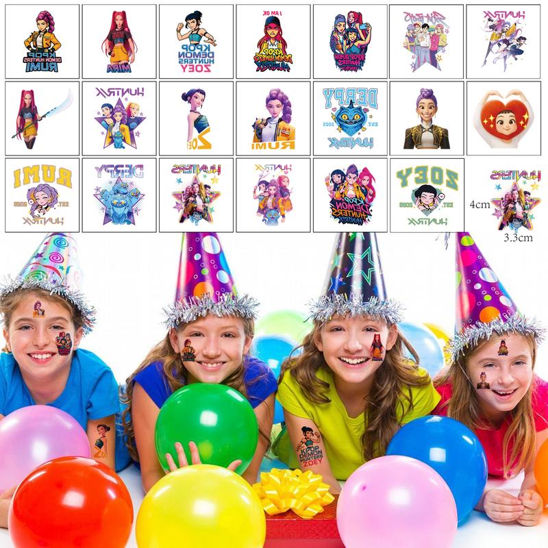 20 Pcs Kpop Demon Hunter Temporary Tattoos – Rumi Sticker Set For Parties Gifts