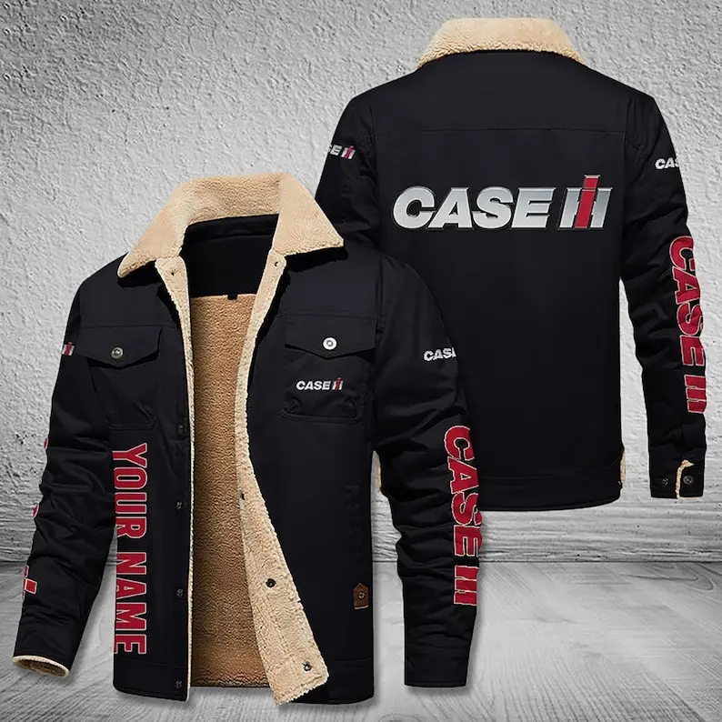 Personalized C.ase IH Cargo Fleece Lined Cotton Jacket, vintage style, C.ase IH, C.ase IH logo, Farm Jacket