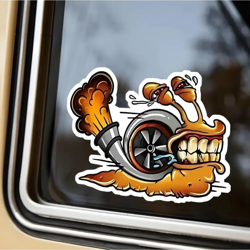 2PCS Funny Snail Turbo Car Stickers 4.33"x2.95" Waterproof Vinyl Decals Turbo Snail & Exhaust Design Matte Removable No Residue For Cars Trucks Motorcycles Laptops