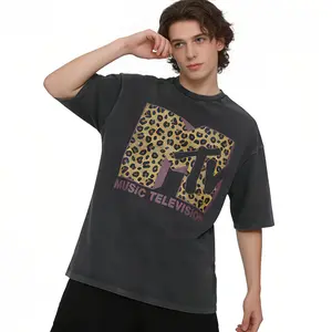 Washed T-shirt Womens MTV Classic Leopard Print Bold Logo Shirt, Music Television MTV Logo Tee, Retro 80s 90s Style MTV Tee, Disneyland Family Matching Tee