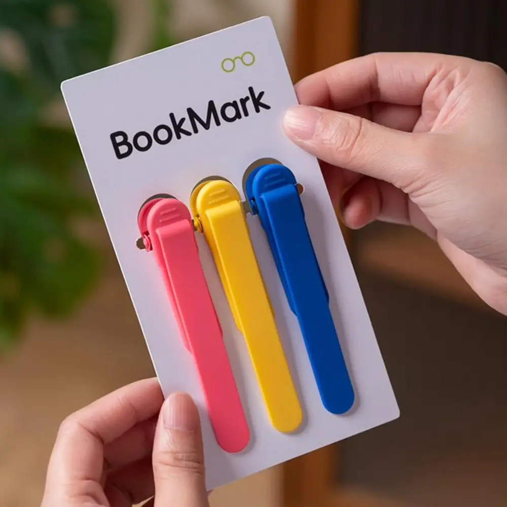3 PCS Automatic Silicone Bookmarks Smart Bookmark Clips Reusable Page Markers Flexible Reading Book Clips for Students Kids Adults Office School Books