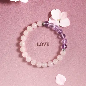 Amethyst & Rose Quartz | Blessing Crystal Bracelet | Natural Gemstone | Gift for Parties Valentine’s Day Birthday Mother’s Day