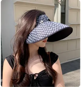 Summer Outdoor Wide-Brim Sun Hat for Women, Fashionable and Versatile, Sunscreen Hat, Chanel-Style, High-End Feel, Open-Top Hat