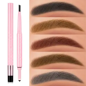 3 in 1 Eyebrow Pencil Powder Brush, High Quality Automatic Twist Brow Pencil, Eco-Friendly Dual Head Design for All Skin Types