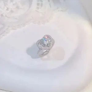 [AA11]-Heart to Heart S925 Sterling Silver Ring（Full Moissanite） Engagement