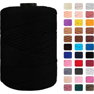 Polypropylene Cord 3mm 185 Yards Colorful Polyester Yarn Handmade Knitting Thread Macrame Cord 3mm for Crochet Bags, DIY Crafts, Plant Hangers, Making Macrame Project(Black)