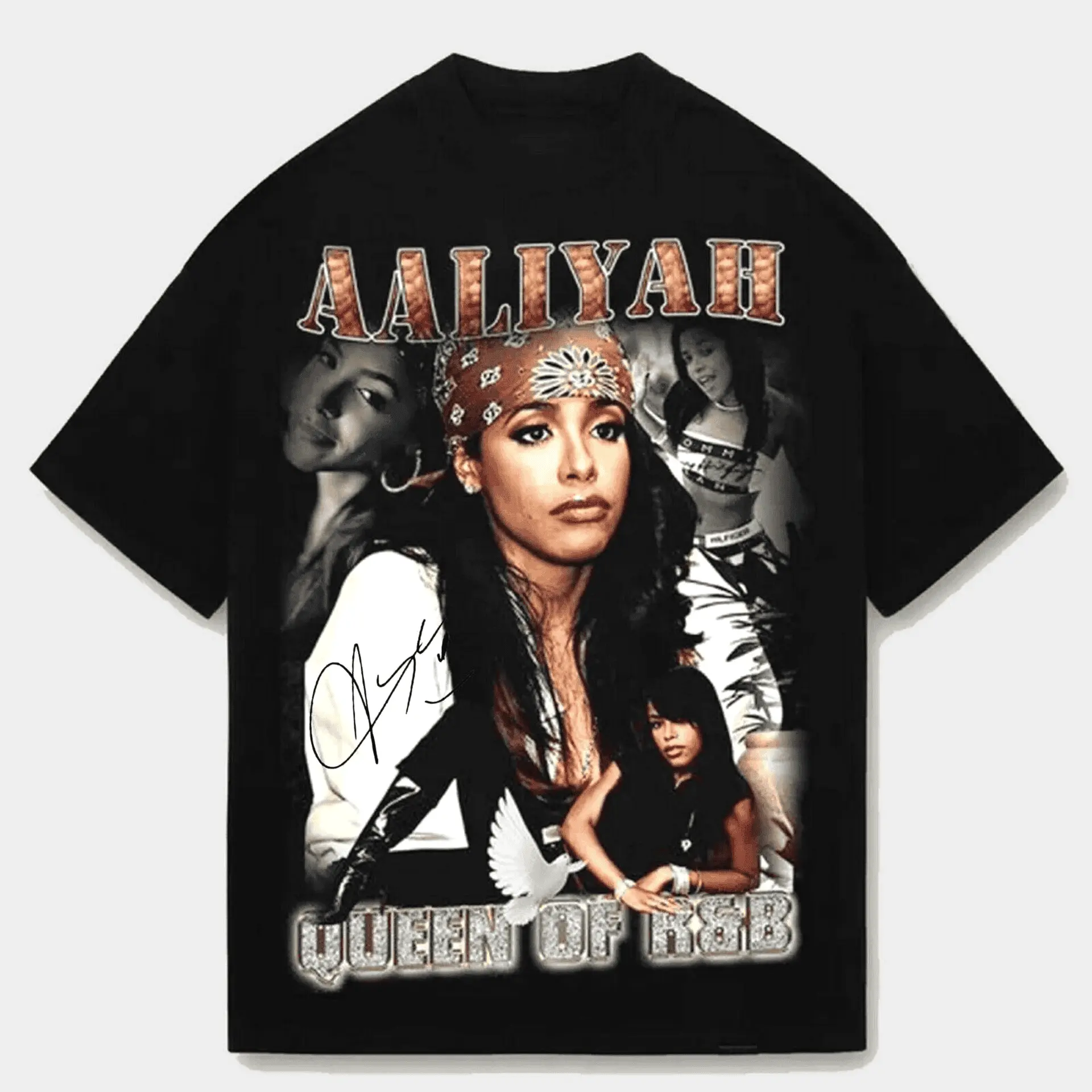 Hot Aaliyah Singer Gift For Fans Black All Size T-Shirt, For Men, For Women, For Fan, Cotton Tee