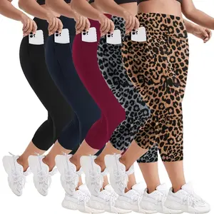 Capri Leggings for Women High Waisted Capri Leggings with Pockets for Women Tummy Control Black Yoga Pants For Women