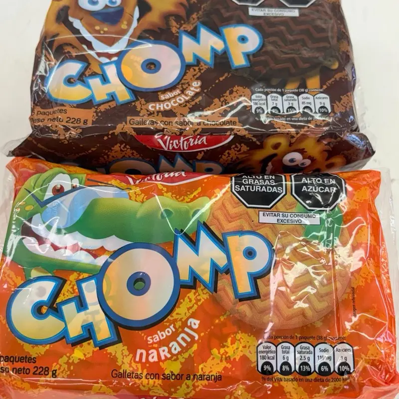 Chomp Variety Pack (2 Total, 1 Chocolate Flavor - 1 Orange Flavor) - 12 Small Snack Bags