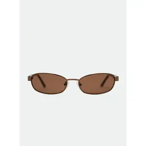 OTRA Papillon - Brown Round Metal-Frame Sunglasses with Chocolate Lenses, 100% UV Protection, Lightweight & Minimalist Design, Vintage-Inspired Style