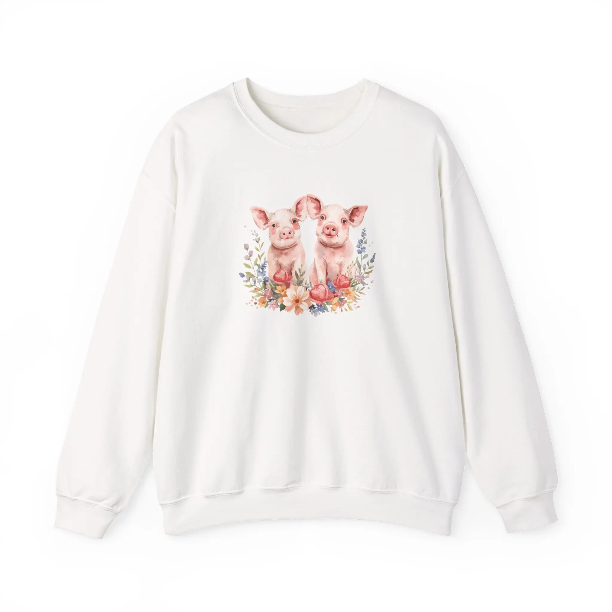 Watercolor Pig Trio Sweatshirt | Floral Farm Animal Crewneck