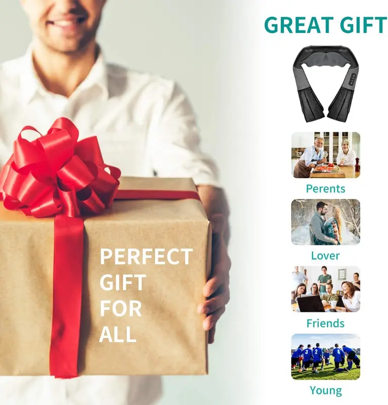 Neck and Back Massager with Heat Function 8 Kneading Nodes Adjustable Speeds 15-Minute Auto-Shutoff Lightweight Daily Use Valentine's Gift For Him & Her TikTokShopStockUp 2