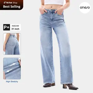 ONESO Plus & Regular Size Women's High Waisted Relaxed Straight Denim Jeans Stylish Whisker Wash Design #TikTokShopHolidayHaul #HolidayHaul