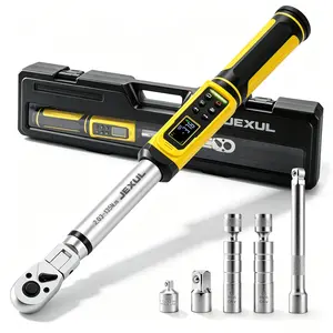 JEXUL 3/8" Drive Flex Head Digital Torque Wrench Set (10-100 ft-lb), Professional Electronic Torque Wrench with Buzzer & LED, Includes 14mm/16mm Spark Plug Sockets, Adapters & 2-Stage Extension Bar