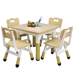 Adjustable Height Kids Table and Chairs Set, Multifunctional Toddler Furniture, Ergonomic Children's Chair, Study Play Desk, Durable & Safe, for Ages 2-10, Home Playroom Nursery