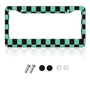 Universal Checkered License Plate Frame – Black & Green Racing Car Accessory