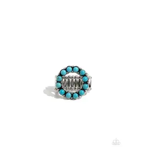 Stone Circles - Blue Turquoise Stone Circle Ring - Paparazzi