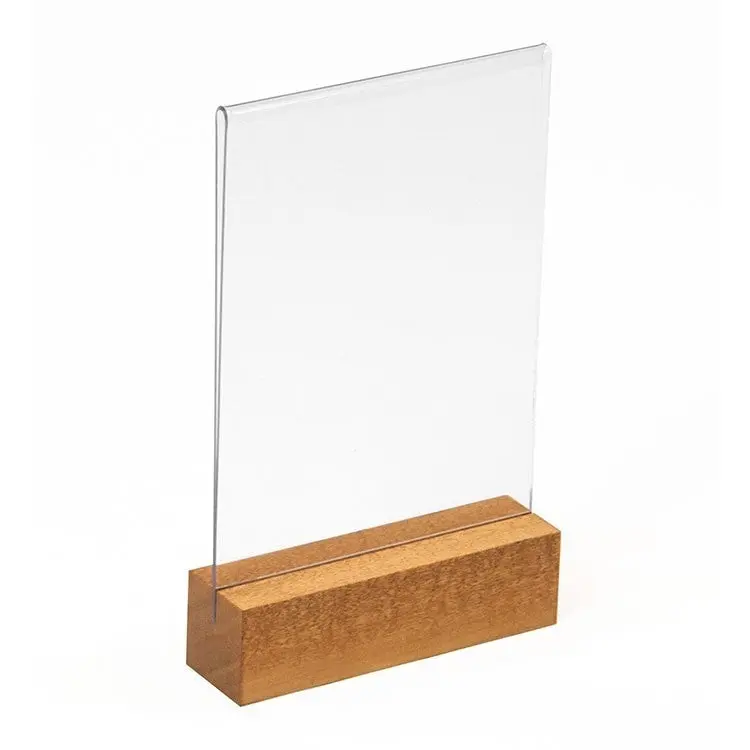 Acrylic Table Tent with Wood Base - 4w x 6h #DW303 Min 1