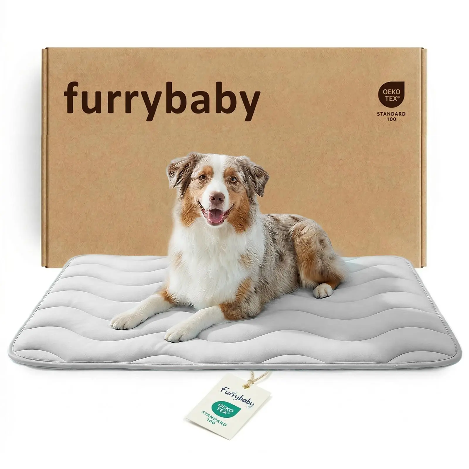 furrybaby Dog Cooling Mat for Large Dogs, 30"x20" Self Cooling Pet Cooling Mat for Dogs & Cats, QMAX>0.5, Thickened Cool Fiber, Cooling pad for Dog Bed, Durable Portable Indoor/Outdoor Summer,Blue