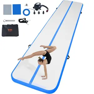 VEVOR Gymnastics Air Mat, 4 inch Thickness Inflatable Gymnastics Tumbling Mat, Tumble Track with Electric Pump, Training Mats for Home Use/Gym/Yoga/Cheerleading/Beach/Park/Water, 16 ft, PinkVEVOR Super Brand Day