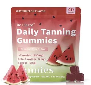 Tanning Gummies, Super Tanning Daily Gummies with Beta-Carotene &Lycopene,Natural Tanning Dietary Supplement, Tan Booster for Radiant Skin, Vegan, Non-GMO-40ct