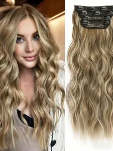 Transform Your Look Instantly!  Long Wavy Clip-In Hair Extensions, Natural Ash Blonde Balayage, Seamless Blend, Voluminous & Heat-Resistant, Perfect for Daily Wear & Party Glam, Get Salon-Worthy Hair At Home!