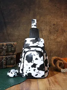 Cow Pattern Zipper Bum Bag for Men & Women, Casual Sling Bag for Daily Use, Retro Bum Belt Bag for Sport Travel Workout Running, Waist Belt Bag