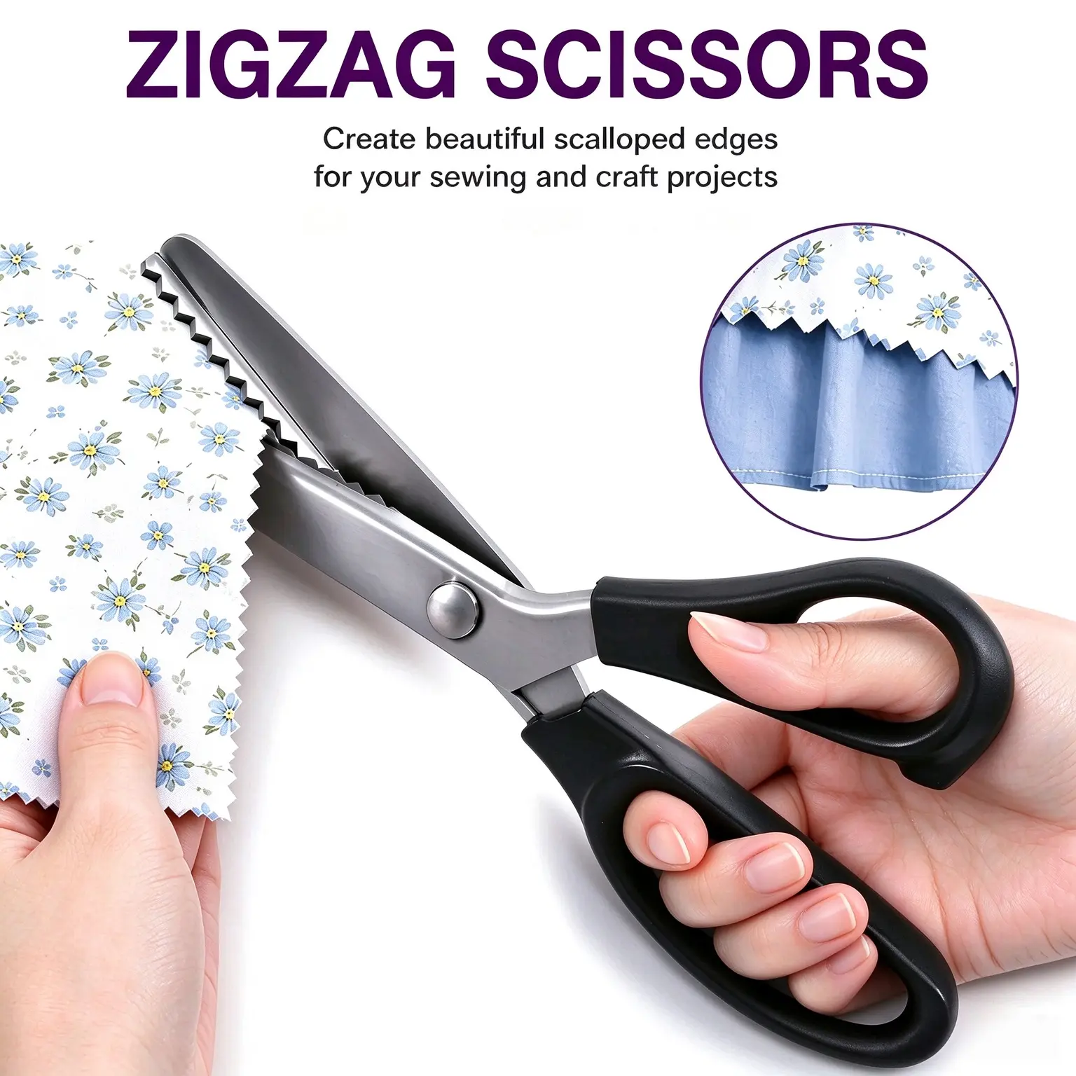 Multi-tool Stainless Steel Zig Zag Pinking Shears with Serrated Teeth - Durable, Sharp Sewing Tool for DIY Crafts, Dressmaking - Textiles & Sewing Supplies Accessory
