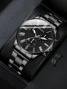 2 brand new luxury men's fashion calendar watch jewelry set - circular dial, multifunctional daily wear, quartz movement - suitable for casual and formal occasions - birthday gift, anniversary - luxurious design, exquisite, Modern watches