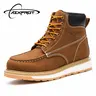 AZXPROT Men's 6-Inch Moc Toe Closed Work Boots - Full Grain Cowhide Leather Footwear, Plain Cushioned Ankle, Waterproof Breathable Lightweight EVA-Cuban Rubber Sole, All Weather Grip for Construction, Farming