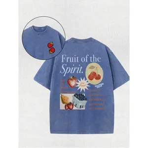 Fruit Of The Holy Spirit Christian Faith Religious Printing Vintage Washed T-Shirt, 230G, Retro Street Style. Simple And Versatile, Pure Cotton Is Of High Quality, Novel And Fashionable, And It Is A Must-Have Fashion T-Shirt For Spring And Summer.