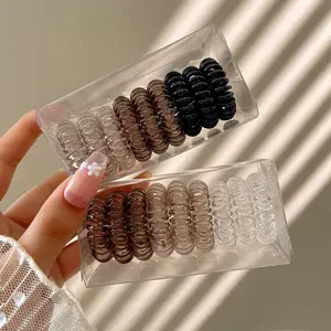 9 Pcs Spiral Hair Ties No Crease, Coil Hair Ties, Phone Cord Hair Ties, Women Ponytail Holder Elastics Hello Kitty Hair Brush and Clip Set