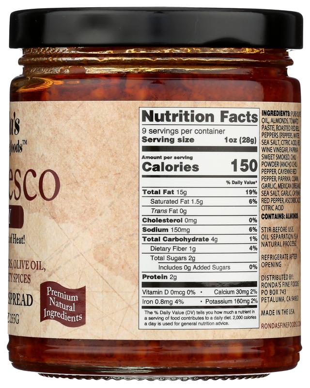 Spicy Romesco Dip/Sauce/Spread/Topping 9oz Jar