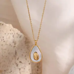 Cute Avocado Fruit Shell Pendant Necklace