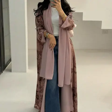 Hafizah Tie-Dye Loose Fit Abaya Outer Robe, Elegant Fashionable Wear, All-Over Print, Middle Eastern Style Women's Clothing, All Seasons Wear, Womenswear