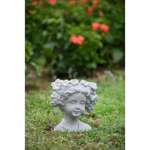 Cement Bust Wall Planter - Indoor Outdoor Home Garden Decor, 8" x 4" x 9"