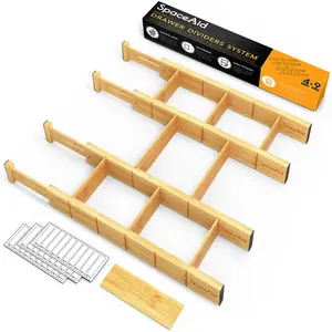 SpaceAid® Bamboo Drawer Organizer Expandable Drawer Dividers SpaceAid® Bamboo Drawer Organizer Expandable Drawer Dividers