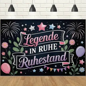 1pc 2D Black-Gold Luxury Retirement Banner, Foil Gold Text with Vacation & Sports Elements, Conveys "New Beginning" Wish, High-End Texture, Perfect for Retirement Parties & Farewell Events Decor Backdrop