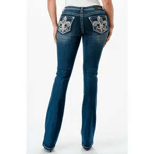 Grace in LA Easy Fit Women's Fleur de lis Bootcut Jeans EB51839