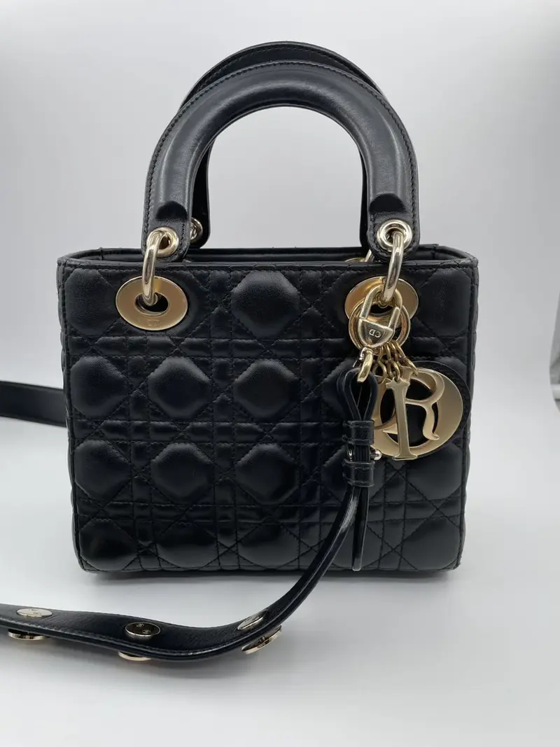 Pre-owned DIOR LEATHER Shoulder Bags CHRISTIAN SMALL BLACK GOLD HARDWARE SHOULDER BAG