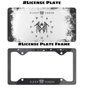 Sleep Token Black White License Plate & Frame Set for Car Truck Decor Made in USA Easy Install USA Car Accessories