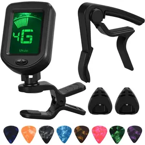 Guitar Capo and Tuner Set - Includes Capo, Tuner, Picks, Pick Holder - for Guitar Players, Beginners (Musical Instrument Accessory)