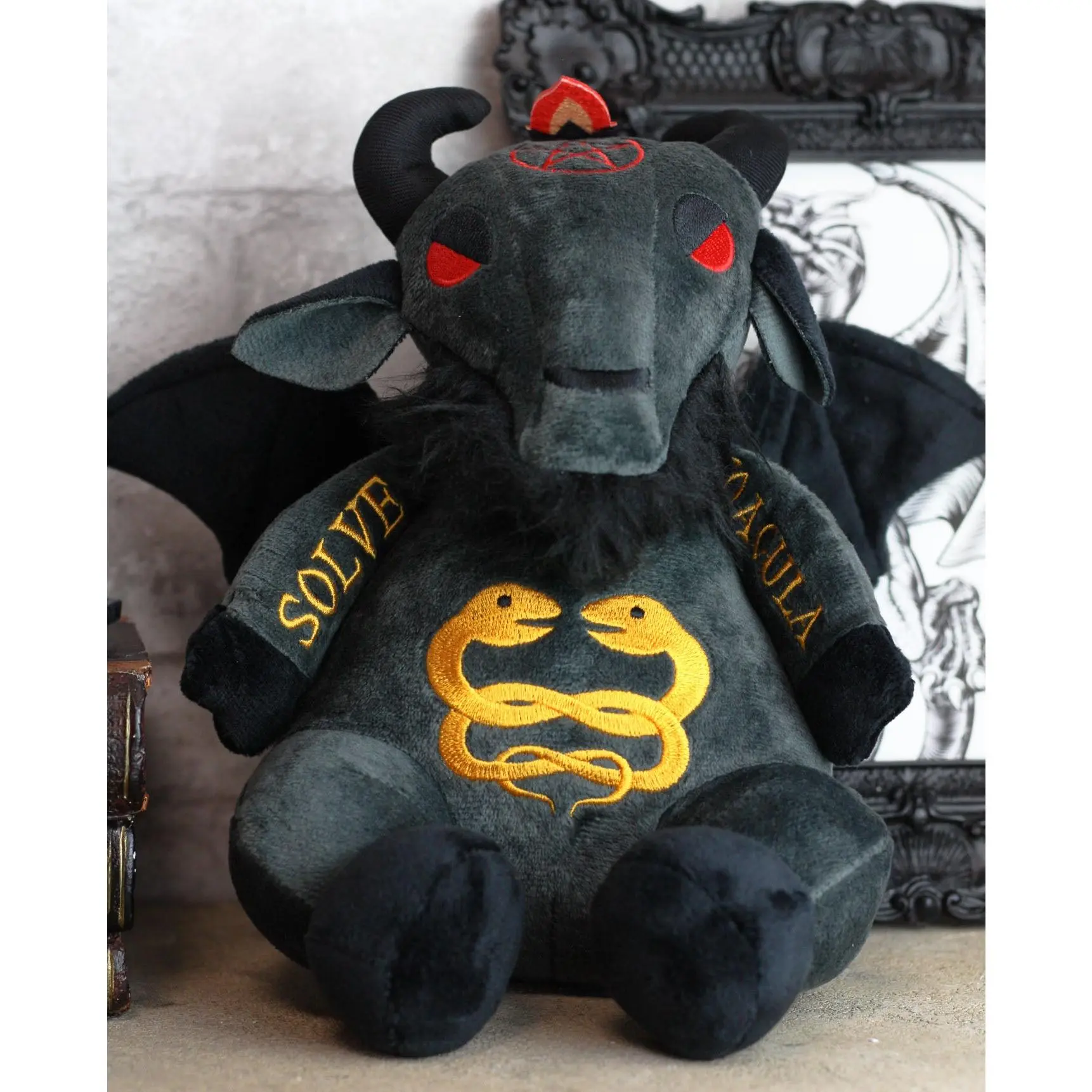 Sabbatic Goat Baphomet With Caduceus Serpents Luxe Soft Plush Toy Doll 9"H