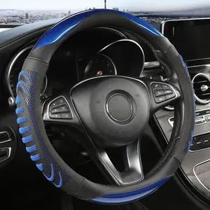 Three-dimensional Honeycomb Steering Wheel Cover  Durable Leather Cover with Anti-slip Linning Universal 14.5-15in