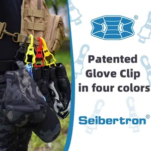 Seibertron Patented Glove Clips, Work Gloves Grabber Holder Clip to Pants, Hunters gear clips and hiking gear, Outdoor Accessories 4 Pieces Black