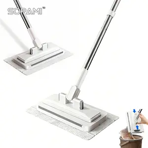 SOPAMI Household Disposable Dust Removal Mop, Hands-Free Automatic Cloth Changing Floor Cleaning Tool