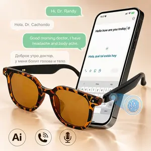 Smart Glasses, Leopard Print Design, AI Translation Bluetooth Sunglasses, UV Protection Polarized Lens, Smart Touch Control, Hands-Free Call & Music, Built in AI Assistant, Stylish Gift for Men & Women