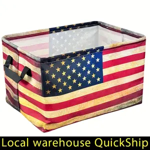 American Flag Foldable Storage Basket,Toys,Seasonal Organization - Graduation,Home Decor, Classic Storage Design, Quality Fabric Construction, Collapsible Storage Basket - Vintage Americana Design, Gift Basket Teacher Basket Book Basket, laundry basket