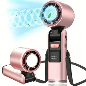LMMAKE Portable Handheld Turbo Cooler, High-Speed Mini Rechargeable Pocket Device with Digital Display, 5-Speed Adjustment, Ice Compress Function for Outdoor Camping & Travel fan
